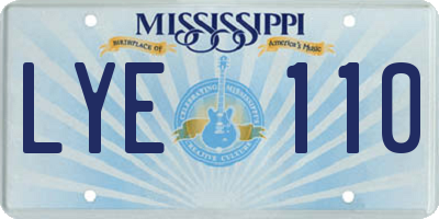 MS license plate LYE110
