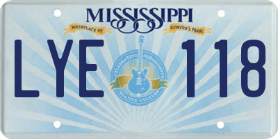 MS license plate LYE118