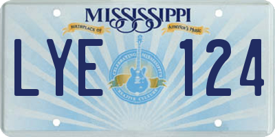 MS license plate LYE124