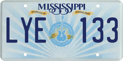 MS license plate LYE133