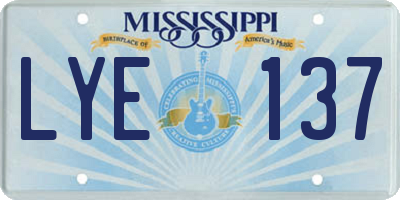 MS license plate LYE137