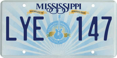 MS license plate LYE147