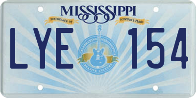 MS license plate LYE154