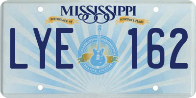 MS license plate LYE162