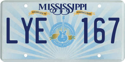 MS license plate LYE167