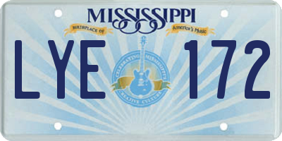 MS license plate LYE172