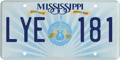 MS license plate LYE181