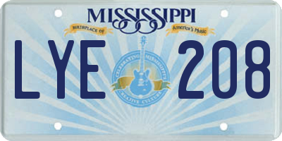 MS license plate LYE208