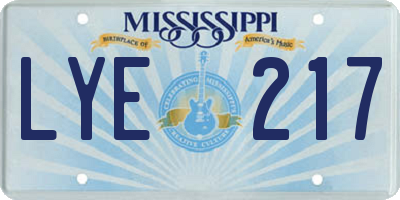 MS license plate LYE217