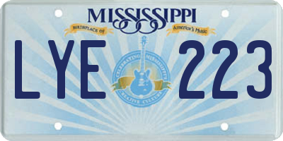 MS license plate LYE223
