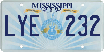 MS license plate LYE232