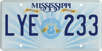 MS license plate LYE233
