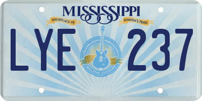 MS license plate LYE237