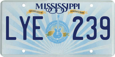 MS license plate LYE239