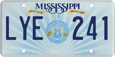 MS license plate LYE241