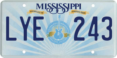 MS license plate LYE243