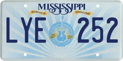 MS license plate LYE252