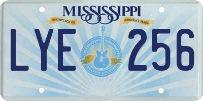 MS license plate LYE256