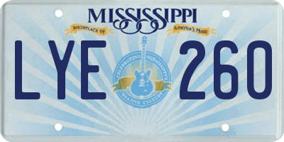 MS license plate LYE260