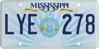 MS license plate LYE278