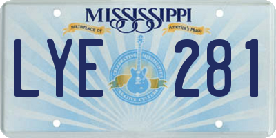MS license plate LYE281