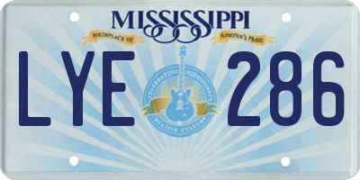 MS license plate LYE286