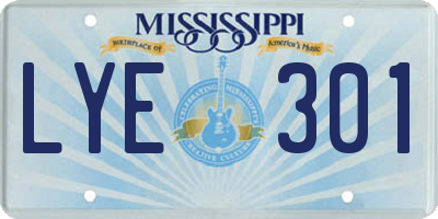 MS license plate LYE301