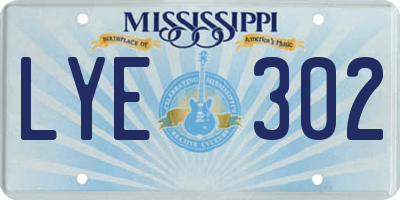 MS license plate LYE302