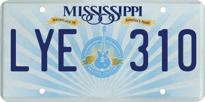 MS license plate LYE310
