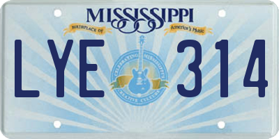 MS license plate LYE314