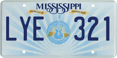MS license plate LYE321