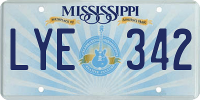 MS license plate LYE342