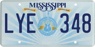 MS license plate LYE348