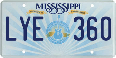MS license plate LYE360
