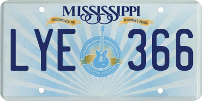 MS license plate LYE366