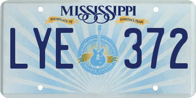 MS license plate LYE372