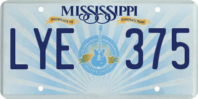MS license plate LYE375