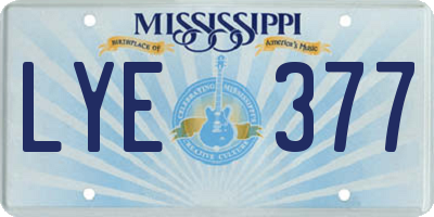 MS license plate LYE377