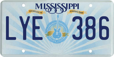 MS license plate LYE386