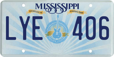 MS license plate LYE406