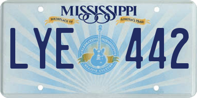 MS license plate LYE442
