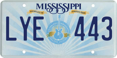 MS license plate LYE443