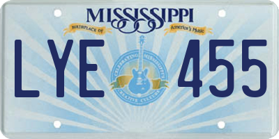 MS license plate LYE455