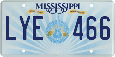 MS license plate LYE466