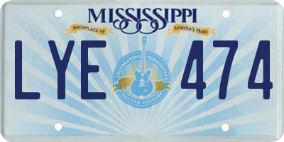 MS license plate LYE474