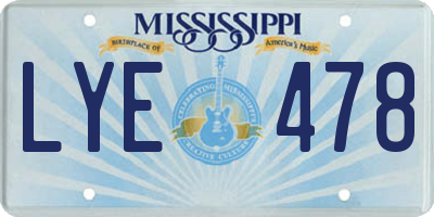MS license plate LYE478