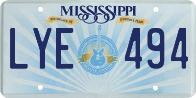 MS license plate LYE494