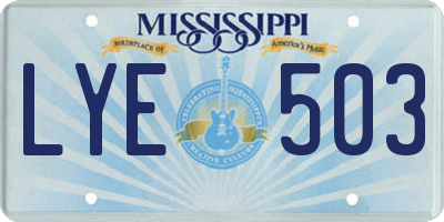 MS license plate LYE503
