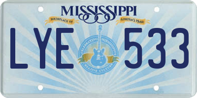 MS license plate LYE533