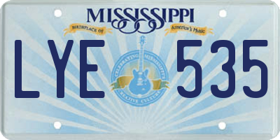 MS license plate LYE535